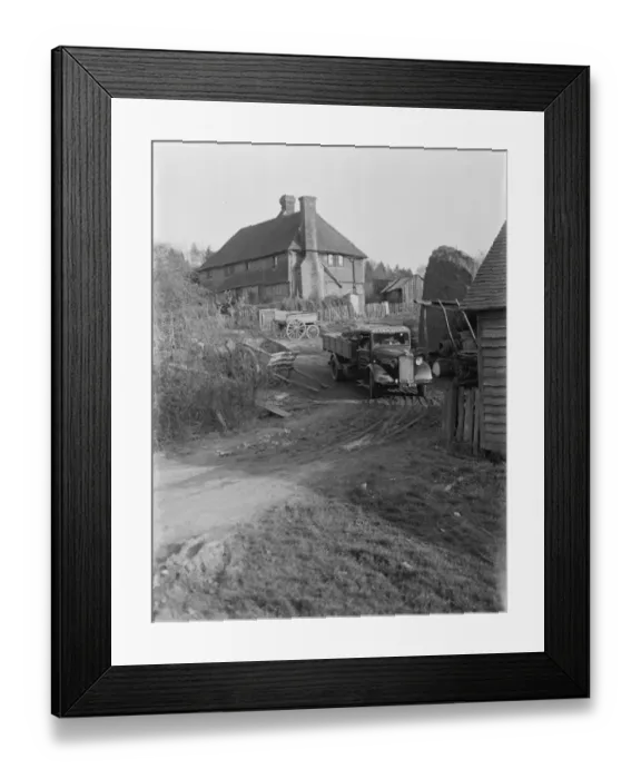 Framed Print : A J Fielding Bedford lorry, laden with wood, at Cowden Farm, Kent. 1937 Framed Print : A J Fielding Bedford lorry, laden with wood, at Cowden Farm, Kent. 1937