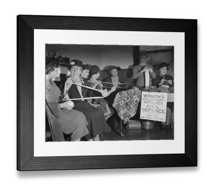 Framed Print : Women doing their voluntary service by knitting in Dartford, Kent. Here they are Framed Print : Women doing their voluntary service by knitting in Dartford, Kent. Here they are