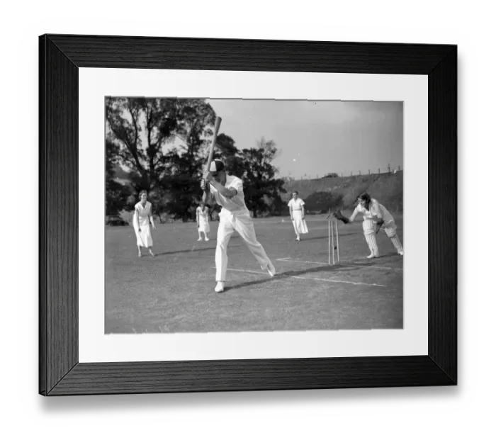 Framed Print : Women Vs Men Cricket in Farningham, Kent. 1934 Framed Print : Women Vs Men Cricket in Farningham, Kent. 1934
