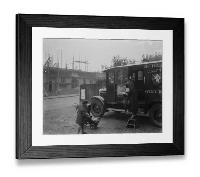 Framed Print : Temporary library from the Kent Education Committee in Chisehurst. 1938 Framed Print : Temporary library from the Kent Education Committee in Chisehurst. 1938