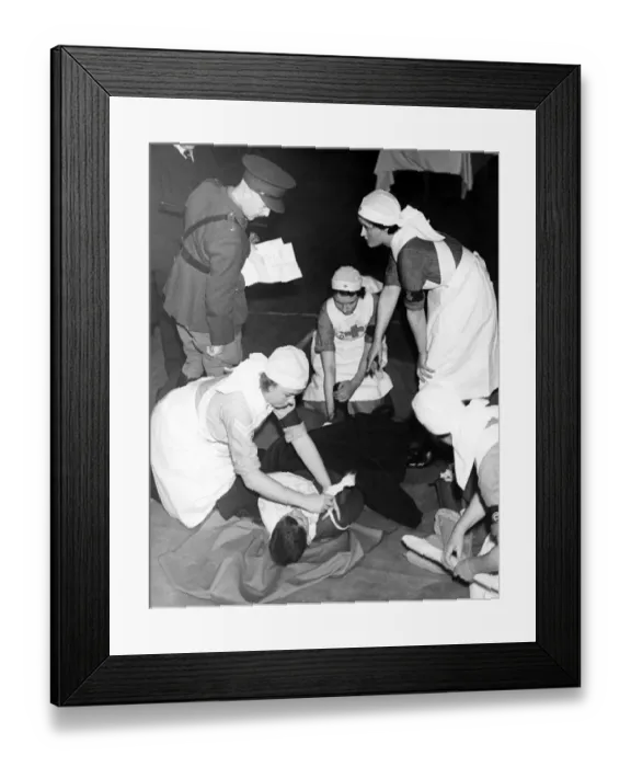 Framed Print : Major G T McKonkey RAMC questioning nurses of Kent 60 VAD during a War Office test Framed Print : Major G T McKonkey RAMC questioning nurses of Kent 60 VAD during a War Office test
