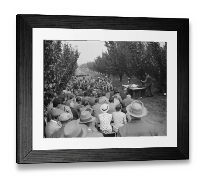 Framed Print : Dr Hatton holding an open air lecture at the East Malling Research Station open day Framed Print : Dr Hatton holding an open air lecture at the East Malling Research Station open day