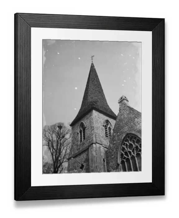 Framed Print : The steeple on the North Cray church in Kent. 1936
