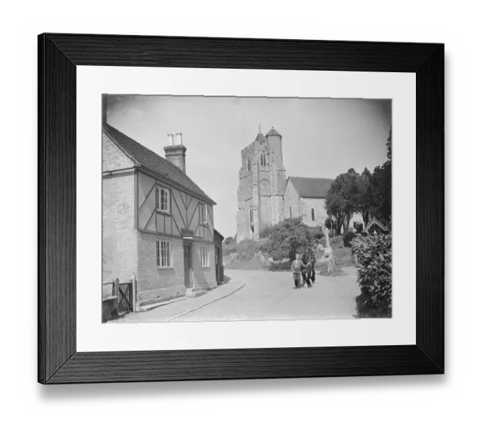 Framed Print : The Birling church and Smithy near Meopham, Kent. 1939 Framed Print : The Birling church and Smithy near Meopham, Kent. 1939