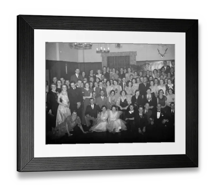 Framed Print : A group photo taken at the Blackfen British Legion dance in Kent. 1938 Framed Print : A group photo taken at the Blackfen British Legion dance in Kent. 1938
