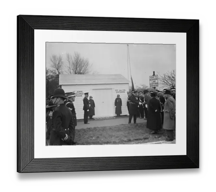 Framed Print : The St Johns Ambulance hut at Kemnal Corner, Sidcup, Kent. 1938 Framed Print : The St Johns Ambulance hut at Kemnal Corner, Sidcup, Kent. 1938