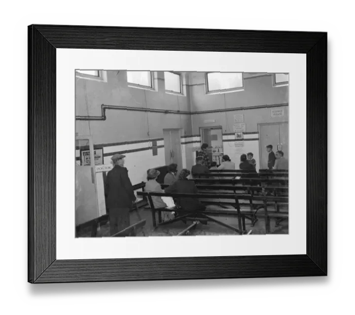 Framed Print : Gravesend hospital series. The waiting room in the out patient department Framed Print : Gravesend hospital series. The waiting room in the out patient department