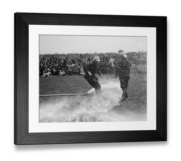 Framed Print : The National Fire Brigade tournament. Fire hose drill. 1939 Framed Print : The National Fire Brigade tournament. Fire hose drill. 1939