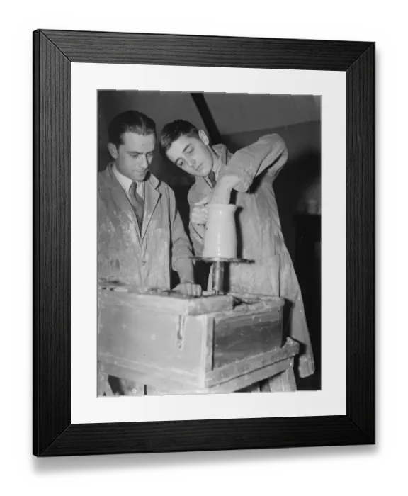 Framed Print : Boys making pottery at Central School in Bexleyheath, Kent. 1937 Framed Print : Boys making pottery at Central School in Bexleyheath, Kent. 1937