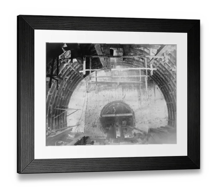 Framed Print : The construction of the Dartford Tunnel, where recently a pilot tunnel was completed