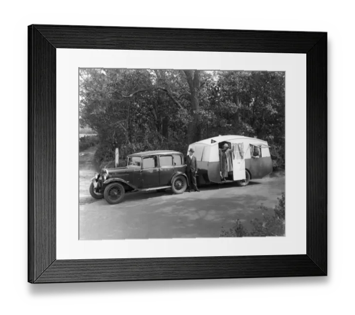 Framed Print : Caravan outfit of 1935. This is a home made caravan designed and build by Mr E de Framed Print : Caravan outfit of 1935. This is a home made caravan designed and build by Mr E de