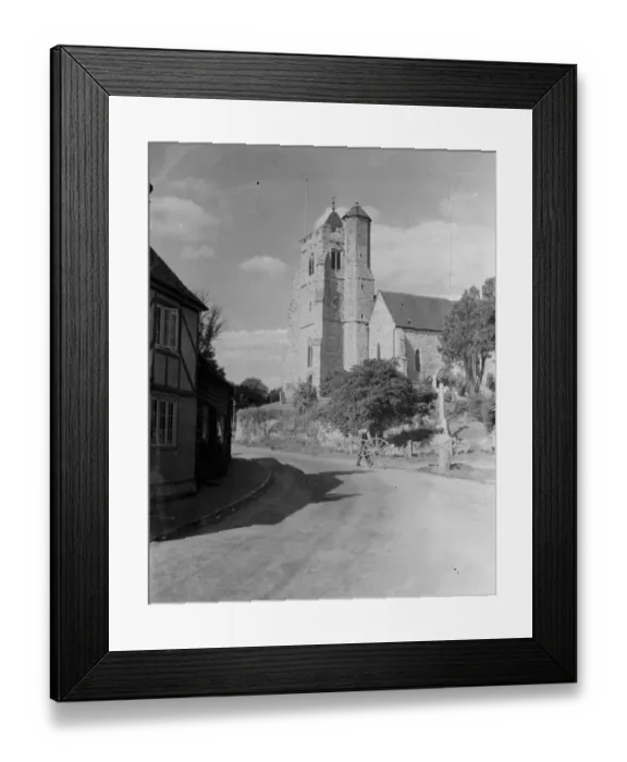 Framed Print : The Birling church and Smithy near Meopham, Kent. 1939 Framed Print : The Birling church and Smithy near Meopham, Kent. 1939