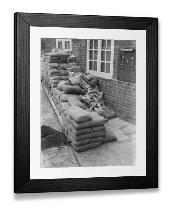 Framed Print : Sidcups General Post Office protected with sandbags and telephone directories Framed Print : Sidcups General Post Office protected with sandbags and telephone directories