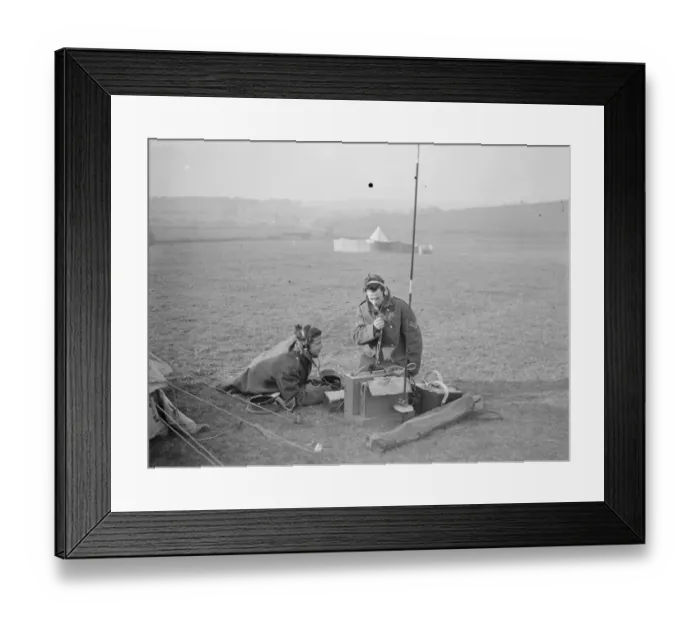 Framed Print : R A point to point, Green Street Green. Wireless operatoe by their tents