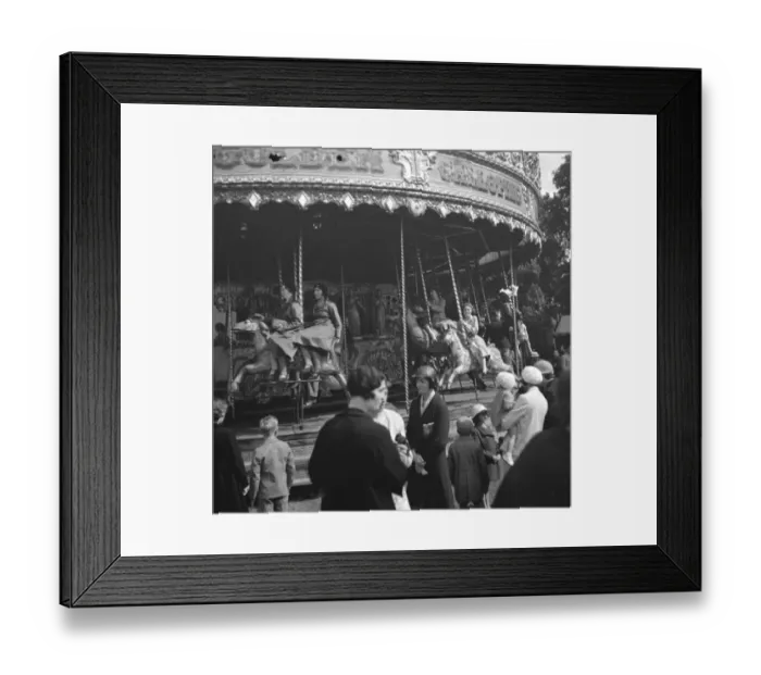 Framed Print : Children on the carousel at a fair in Blackfen, Kent. 1936 Framed Print : Children on the carousel at a fair in Blackfen, Kent. 1936