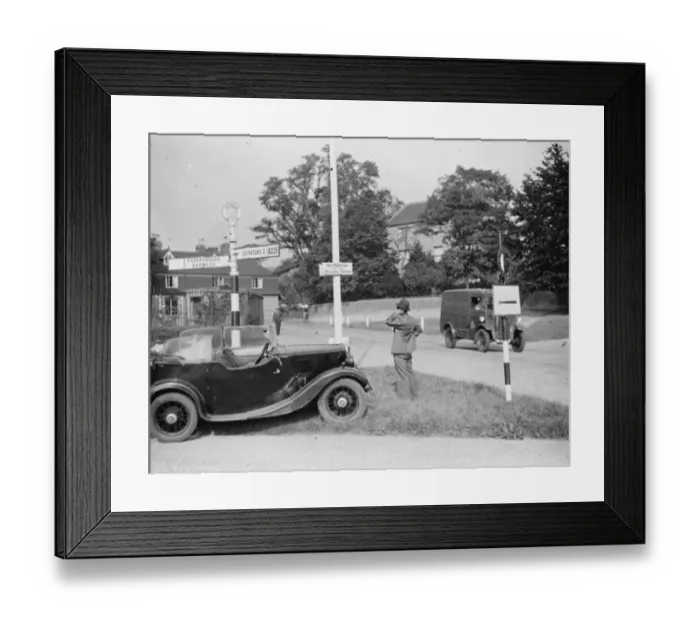 Framed Print : A no parking sign in Otford, Kent. 1936 Framed Print : A no parking sign in Otford, Kent. 1936