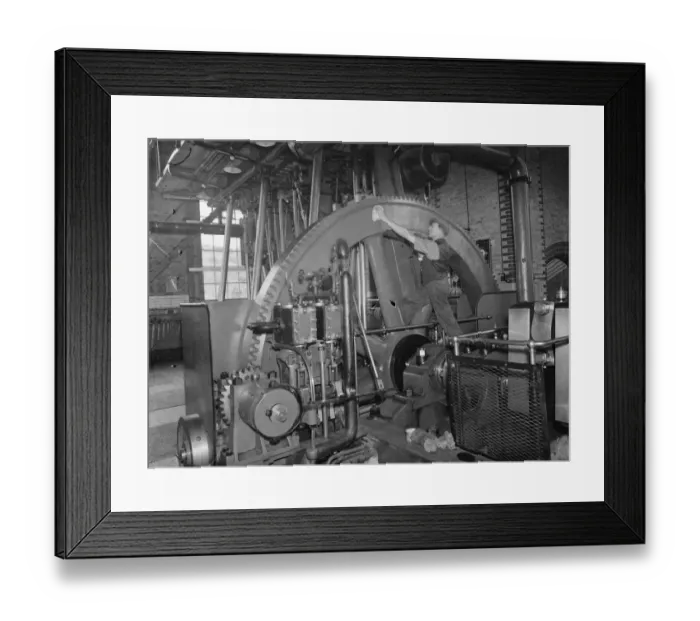 Framed Print : Gravesend Water Works in Kent. Pump room machinery. 1939 Framed Print : Gravesend Water Works in Kent. Pump room machinery. 1939