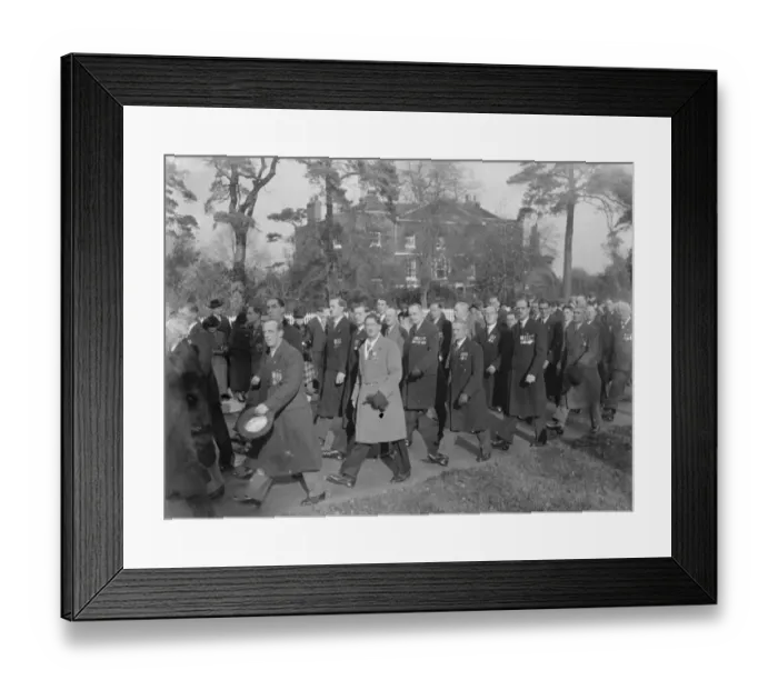 Framed Print : Armistice memorial service in Sidcup, Kent. Veterans march through the street Framed Print : Armistice memorial service in Sidcup, Kent. Veterans march through the street