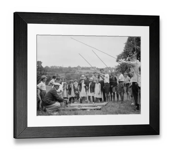 Framed Print : Longfield fete near Dartford, Kent. Children play traditional rod and magnet game Framed Print : Longfield fete near Dartford, Kent. Children play traditional rod and magnet game