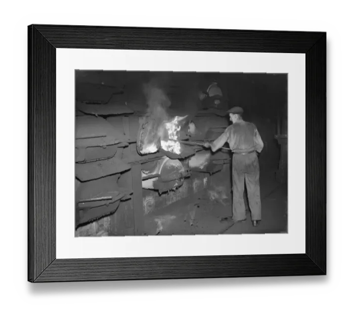 Framed Print : Gravesend Gasworks in Kent. Loading gas coal into retorts. 1939 Framed Print : Gravesend Gasworks in Kent. Loading gas coal into retorts. 1939
