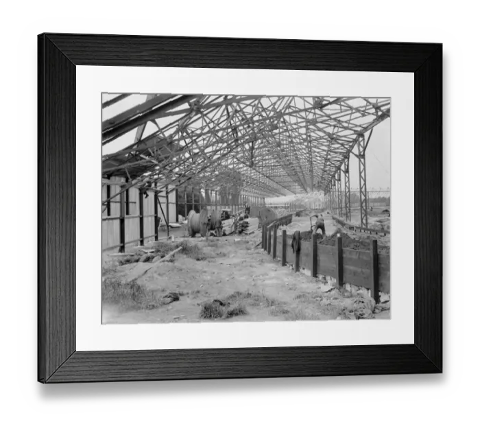 Framed Print : Work being done on the Crayford and Bexleyheath Greyhound Stadium in Kent, by builders