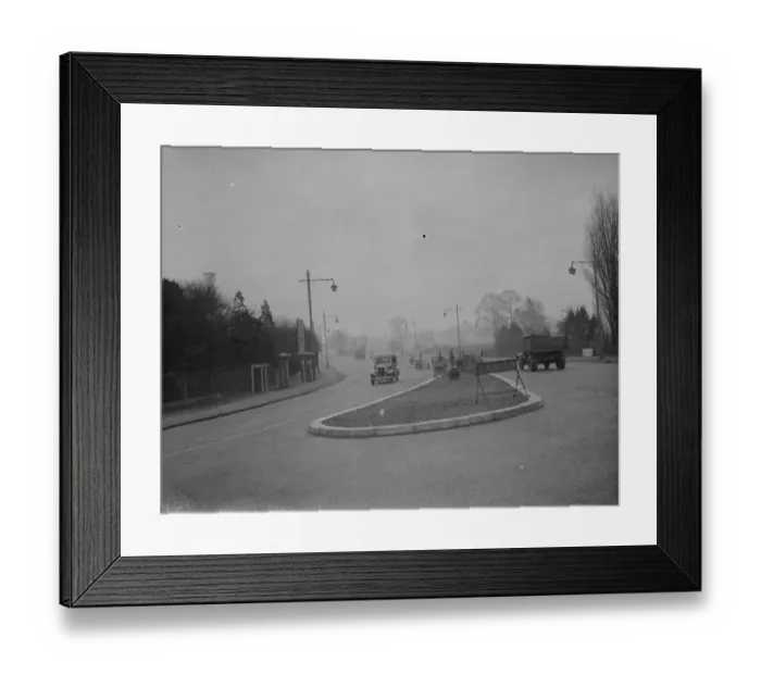 Framed Print : New road island at Kemnal, Sidcup, Kent. 1938 Framed Print : New road island at Kemnal, Sidcup, Kent. 1938