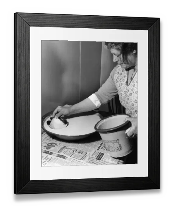 Framed Print : Miss Peggy Macleod making butter Skimming off the cream from thee cream pans Framed Print : Miss Peggy Macleod making butter Skimming off the cream from thee cream pans