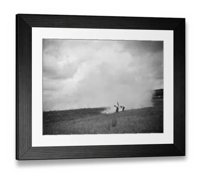 Framed Print : Burning grass in Otford. 1938