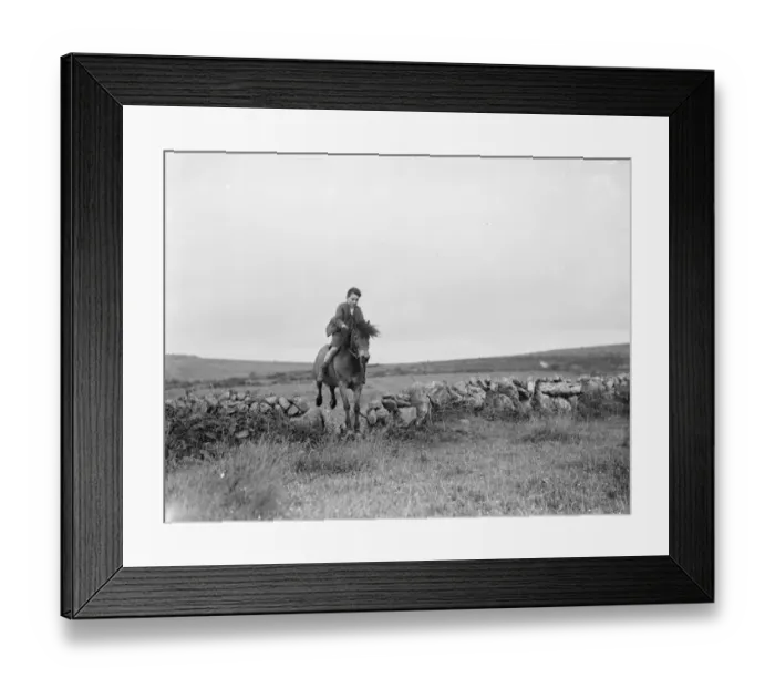 Framed Print : A young boy rides a horse bareback. 1936 Framed Print : A young boy rides a horse bareback. 1936