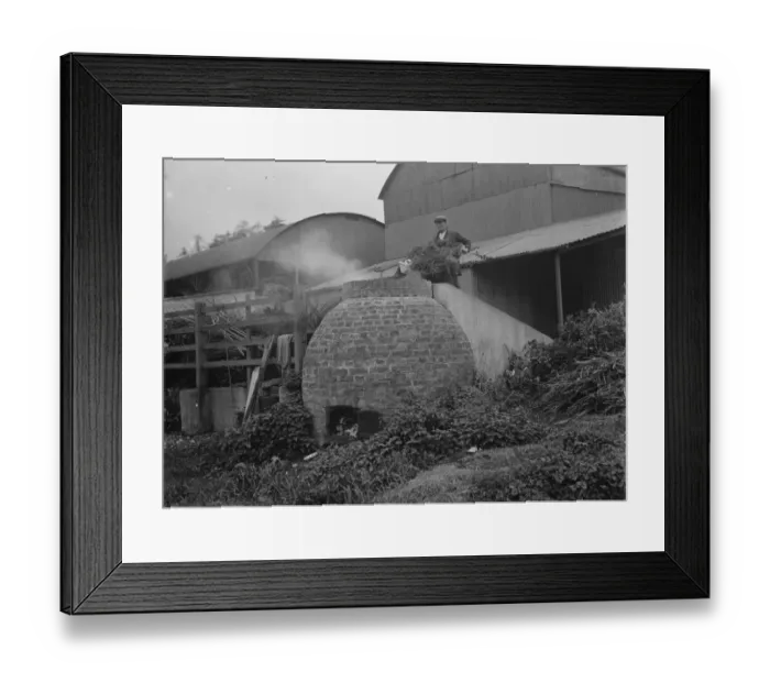 Framed Print : A farmer using his incinerator. 1935 Framed Print : A farmer using his incinerator. 1935