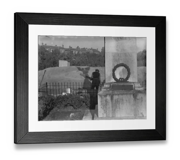 Framed Print : The construction of an Air Raid Precautions shelter beneath a war memorial in Swanley Framed Print : The construction of an Air Raid Precautions shelter beneath a war memorial in Swanley