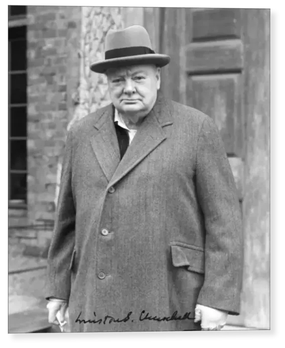 Print : A signed portrait of Winston Churchill taken by John Topham at Chartwell Print : A signed portrait of Winston Churchill taken by John Topham at Chartwell