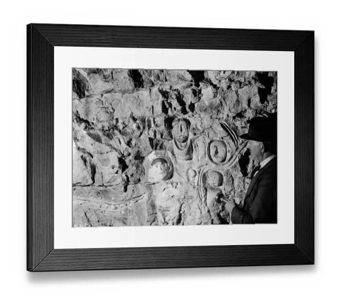 Framed Print : Inside the Chislehurst caves showing the war time ( First World War ) carvings Framed Print : Inside the Chislehurst caves showing the war time ( First World War ) carvings