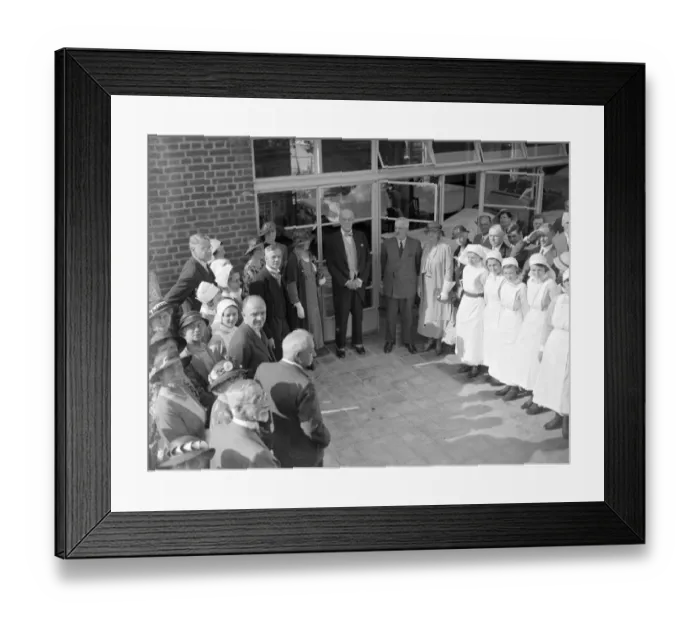 Framed Print : Lord Hanworth opens Eltham Hospitals new wing. Nurses being inspected. 1934 Framed Print : Lord Hanworth opens Eltham Hospitals new wing. Nurses being inspected. 1934
