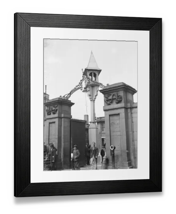 Framed Print : The entrance and bell at Woolwich Dockyard, London. 1939