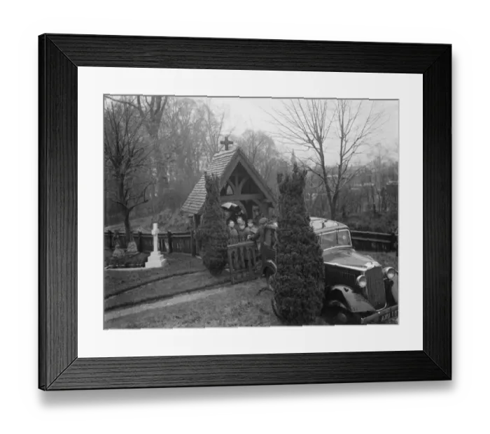 Framed Print : Car goes to church in Foots Cray, Kent. Scene of an accident where a car has crashed Framed Print : Car goes to church in Foots Cray, Kent. Scene of an accident where a car has crashed