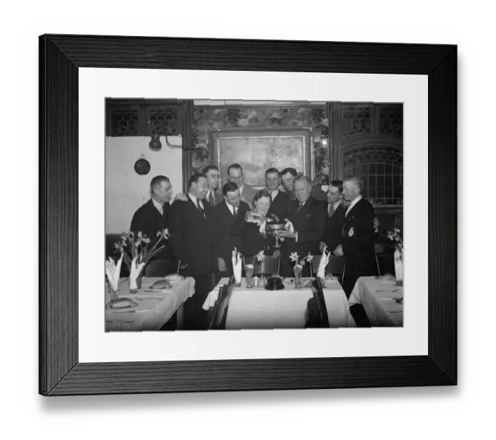 Framed Print : The dart champions dinner at St Mary Cray, Kent. 1938 Framed Print : The dart champions dinner at St Mary Cray, Kent. 1938