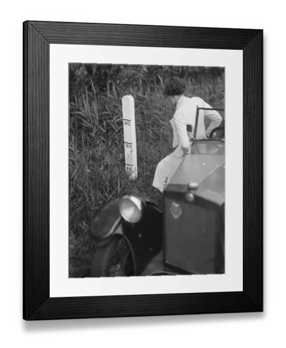 Framed Print : Flood post sign in Sussex. 1936