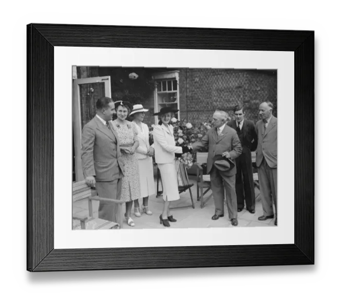 Framed Print : Opening of Rowtill Grange Fete, in Wilmington, Kent by Miss Evelyn Laye. 1938 Framed Print : Opening of Rowtill Grange Fete, in Wilmington, Kent by Miss Evelyn Laye. 1938