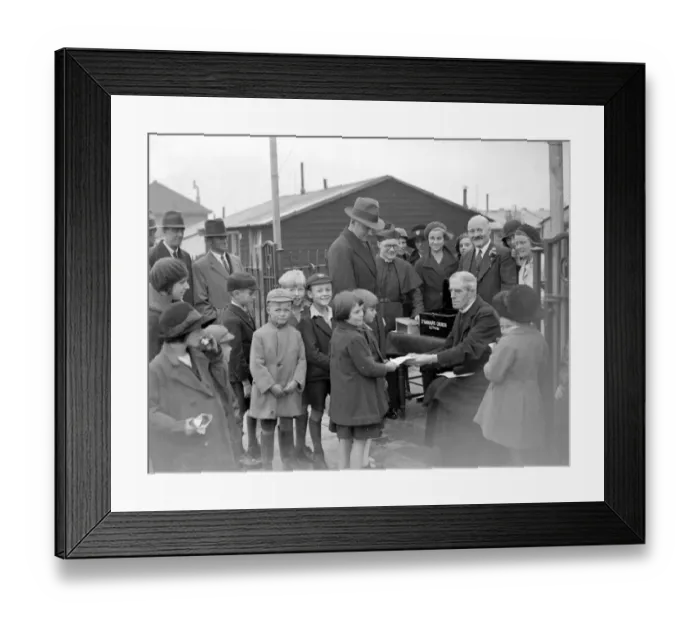 Framed Print : Begging vicars at St Barnabas Church in Eltham, Kent. 1934 Framed Print : Begging vicars at St Barnabas Church in Eltham, Kent. 1934
