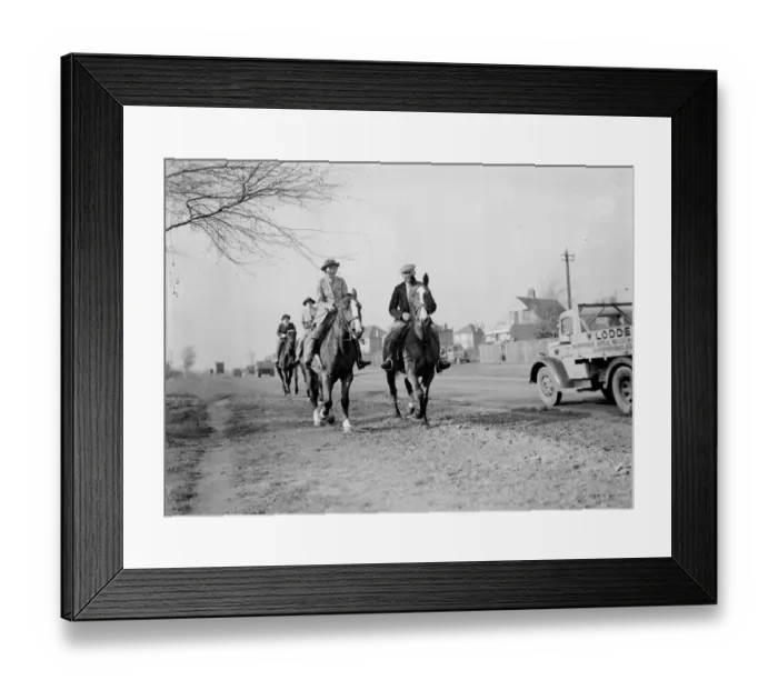 Framed Print : Horse riders on a road in Bexley, London 1938 Framed Print : Horse riders on a road in Bexley, London 1938