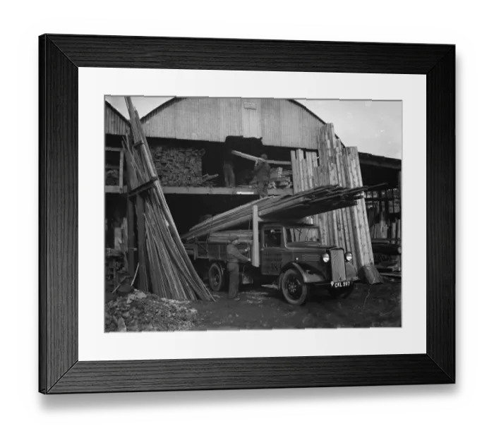 Framed Print : A Walter Lane Bedford lorry loads up with planks of wood at their sawmill in Sidcup Framed Print : A Walter Lane Bedford lorry loads up with planks of wood at their sawmill in Sidcup