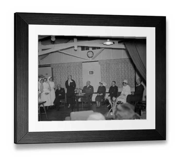 Framed Print : The official opening of the Livingstone Hospital recreation room, Dartford. Seen Framed Print : The official opening of the Livingstone Hospital recreation room, Dartford. Seen