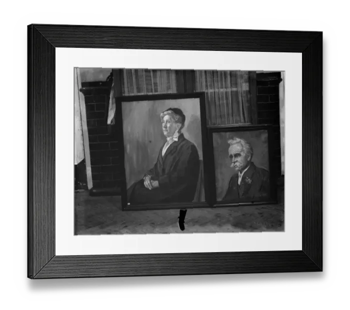 Framed Print : Portraits from Evelyn Olivers exhibition of paintings in Sidcup, Kent Framed Print : Portraits from Evelyn Olivers exhibition of paintings in Sidcup, Kent