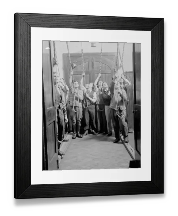 Framed Print : Bell - ringers practice at Eynsford church, Kent. 1936 Framed Print : Bell - ringers practice at Eynsford church, Kent. 1936