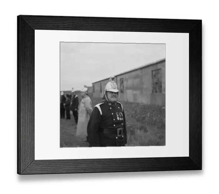 Framed Print : Firemen at the fire brigade display in Dartford, Kent. 1936