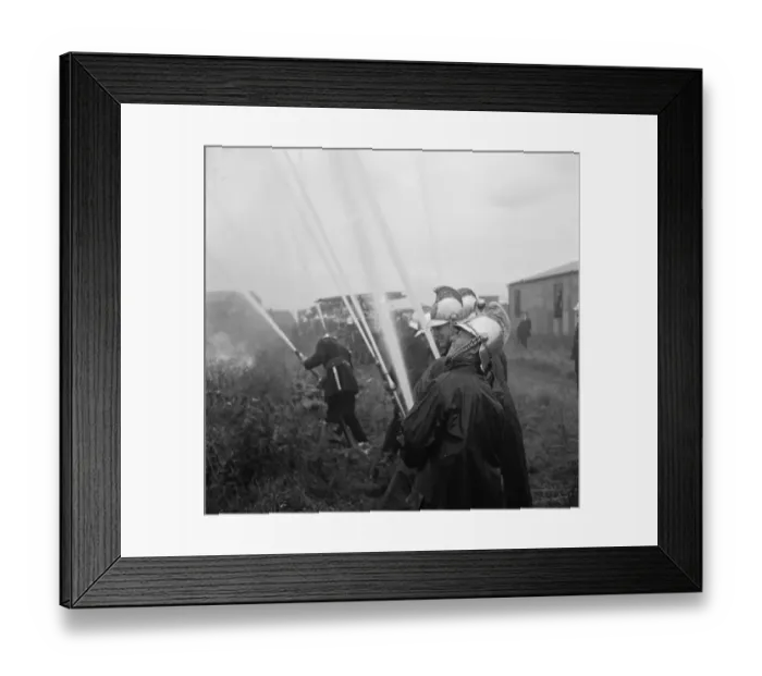 Framed Print : Firemen give demonstration at the fire brigade display in Dartford, Kent Framed Print : Firemen give demonstration at the fire brigade display in Dartford, Kent