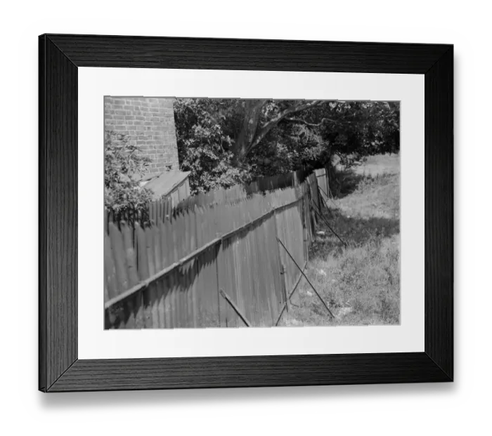 Framed Print : Corrugated iron fence at Darenth, Kent. 1935 Framed Print : Corrugated iron fence at Darenth, Kent. 1935