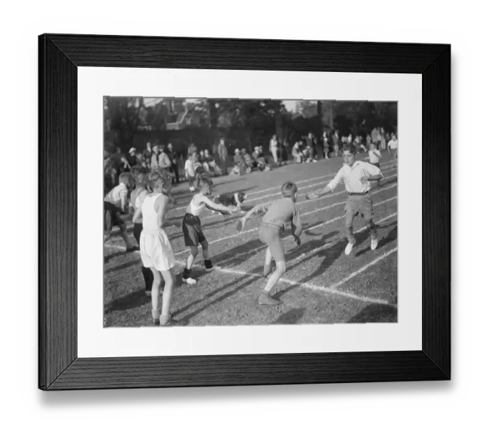 Framed Print : Scouts sports day in Sidcup, Kent. The relay race. 1939 Framed Print : Scouts sports day in Sidcup, Kent. The relay race. 1939