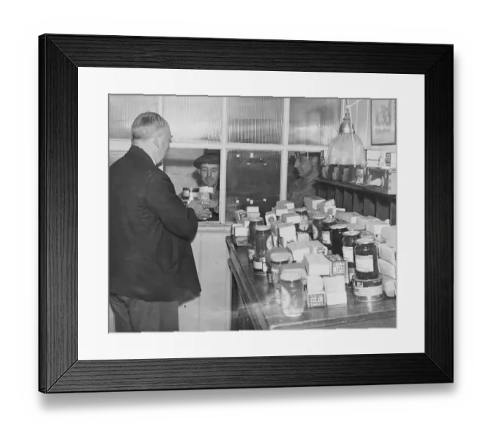 Framed Print : Not a grocers shop but a farm office. At harvest time, when the harvest rations Framed Print : Not a grocers shop but a farm office. At harvest time, when the harvest rations